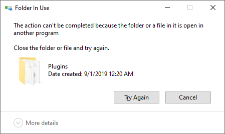 File in use error