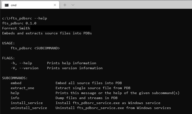 fts_pdbsrc command line help