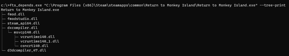 Monkey Island, dependencies tree