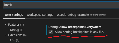 Breakpoint settings