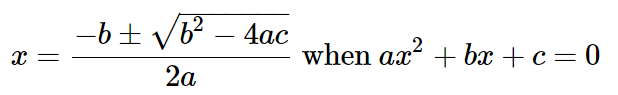 Quadratic forumla